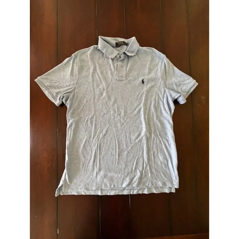 Polo Ralph Lauren Men Large Blue Heather Polo Shirt‎ Pony Logo Short Sleeve